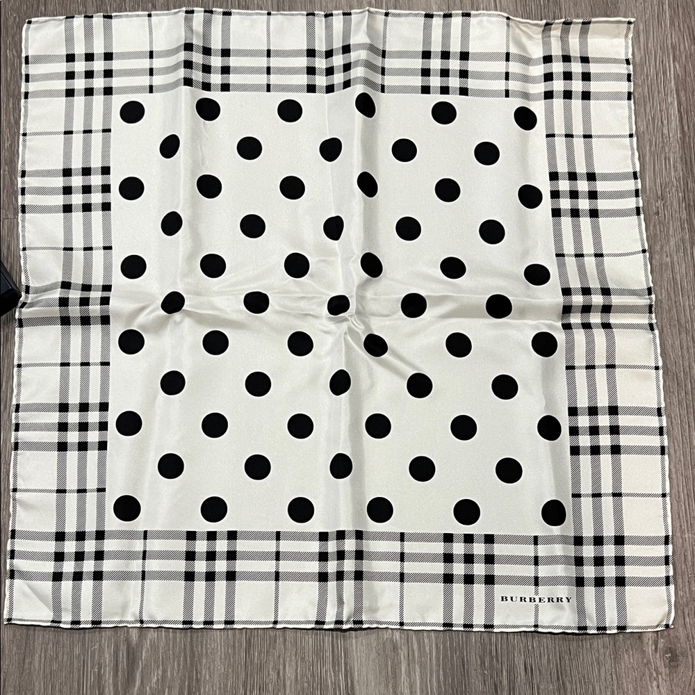 Burberry Monochrome Polka Dot and Check Scarf